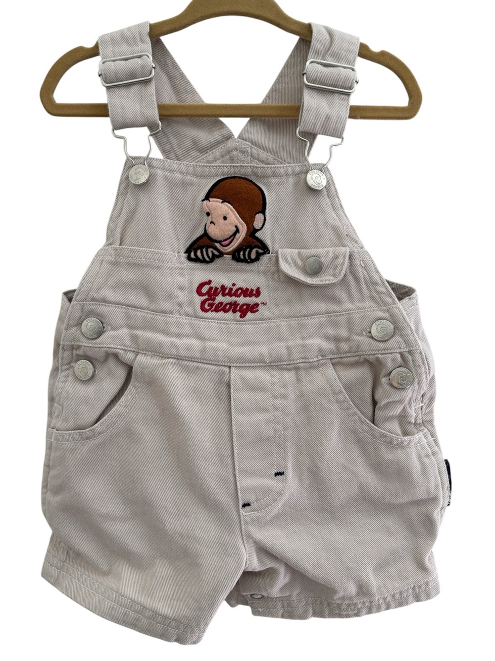 Vintage Curious George Denim Overalls Baby Toddler Unisex TV Cartoon Hong Kong